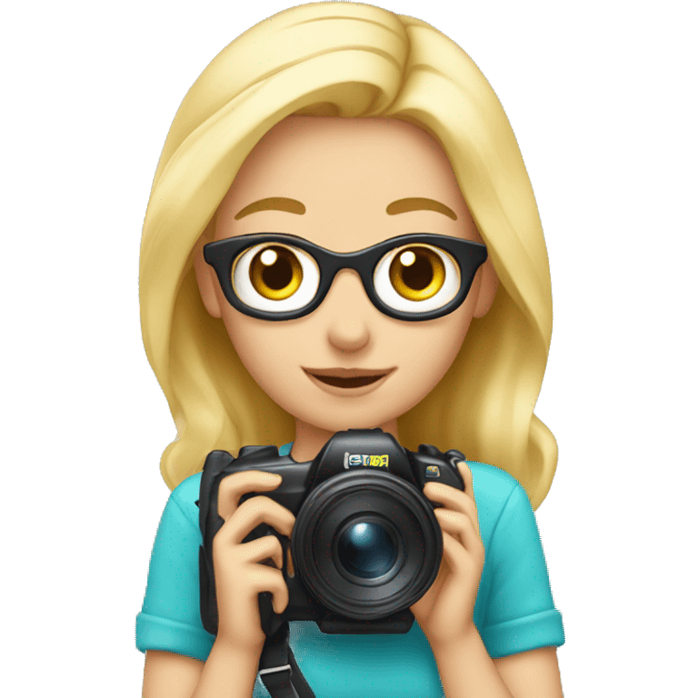 Cute blonde photographer emoji