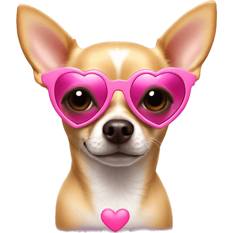 chihuahua wearing pink heart sunglasses emoji