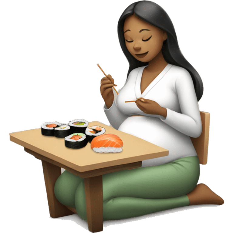 pregnant woman eating sushi  emoji