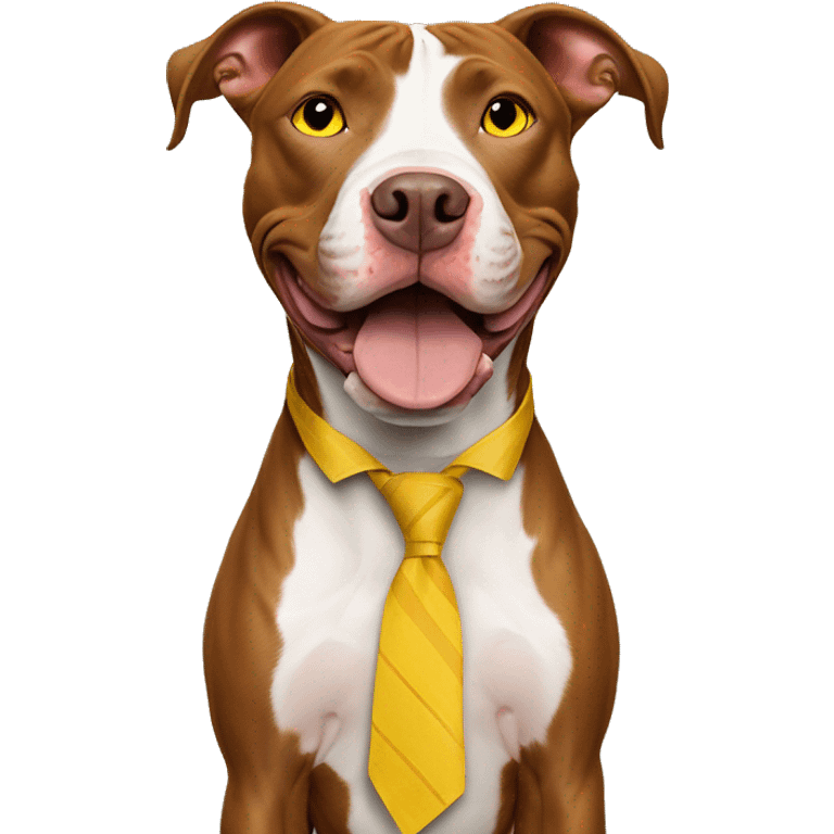 Rednose pitbull with yellow eyes, smiling with tie emoji