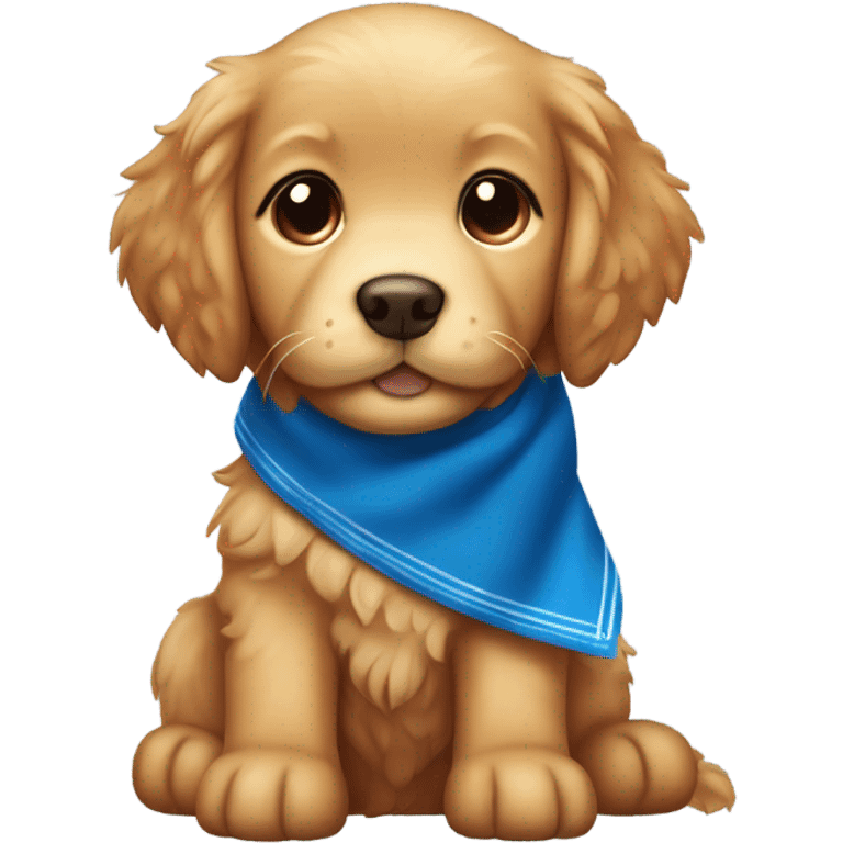 Chibi fluffy ginger retriever puppy with blue neckerchief emoji