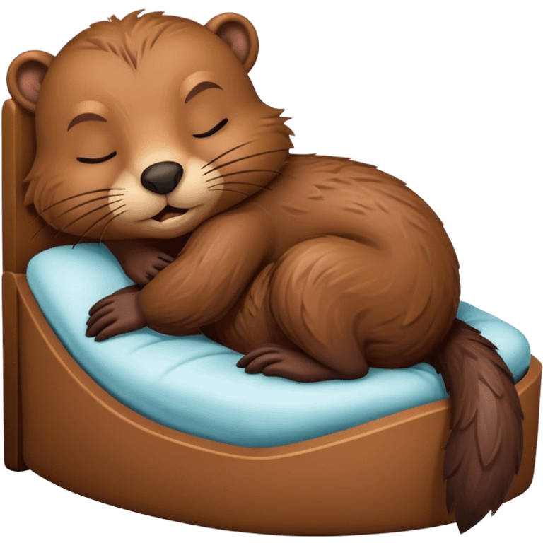 Beaver sleeping in bed emoji