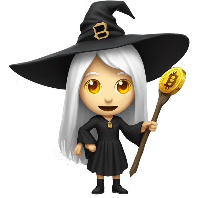 Witch with bitcoin, white skin  emoji