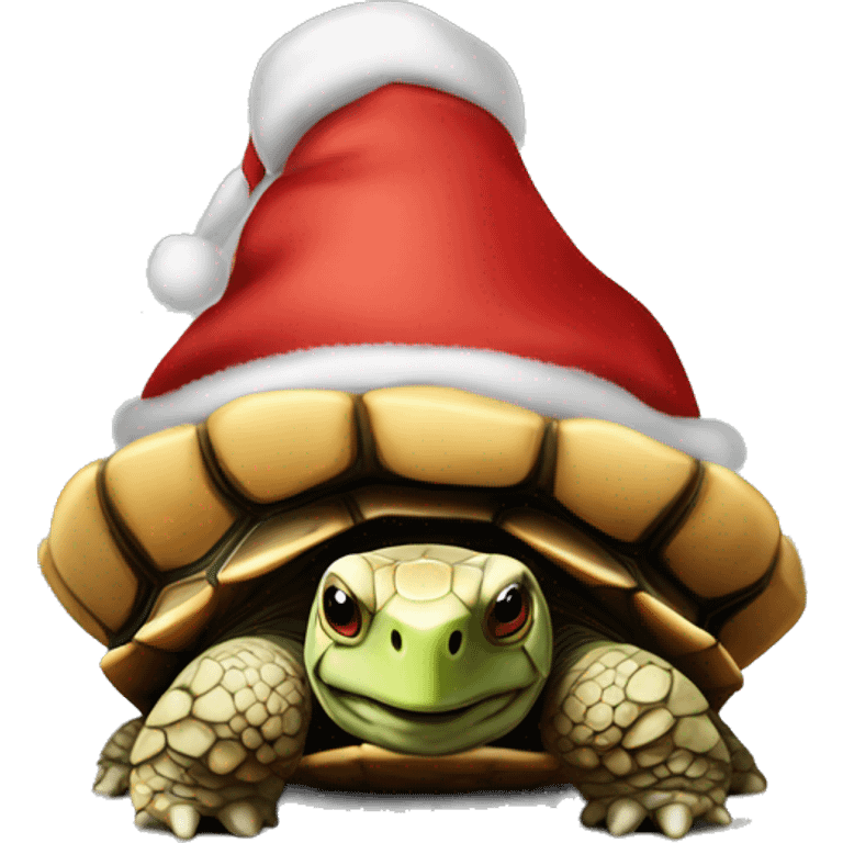 A tortoise with Christmas hat emoji