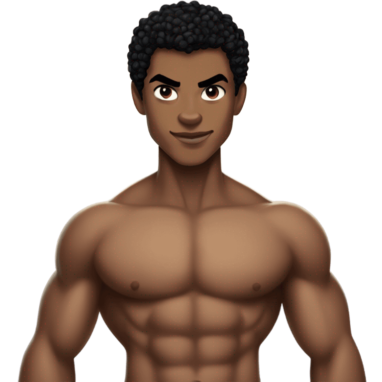 Muscular Afro light-skinned teenager as superhero shirtless Prince Namor. emoji