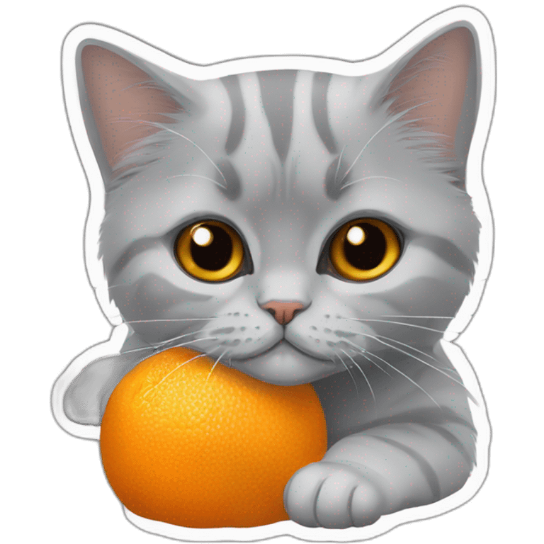 Orange persian young cat hugs the grey british shorthair young cat emoji