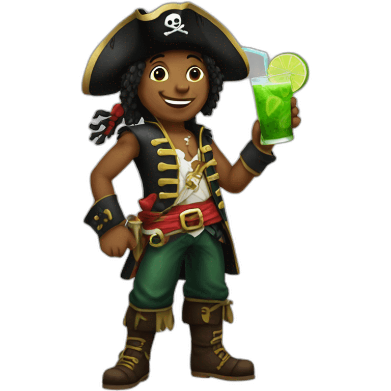 young pirate drinking mojito emoji