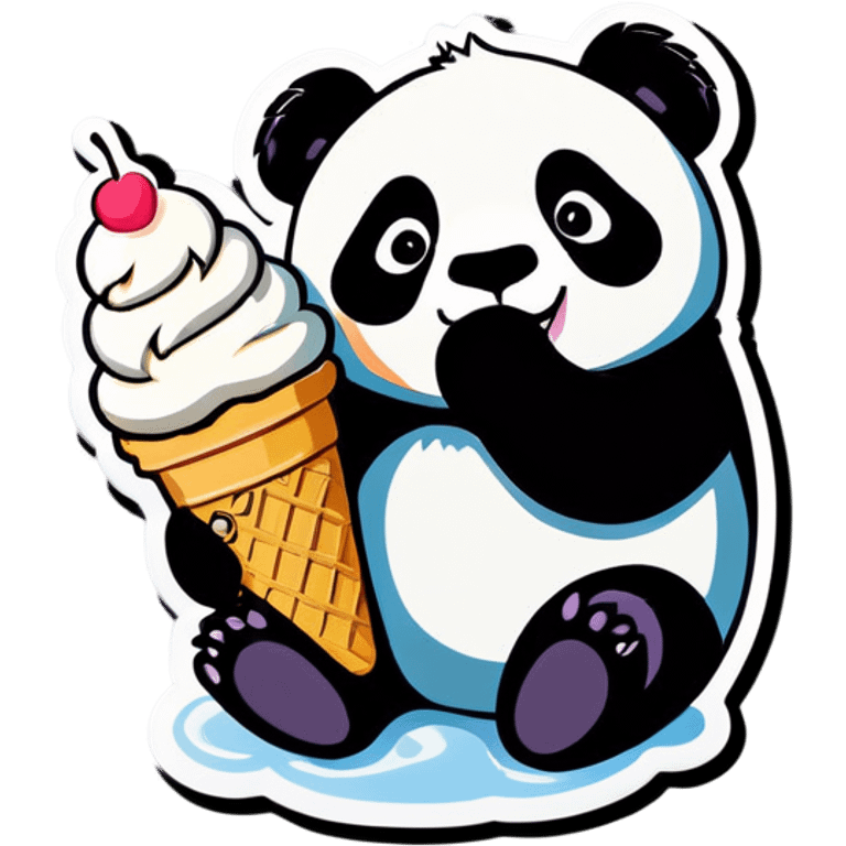 Panda eating ice cream emoji