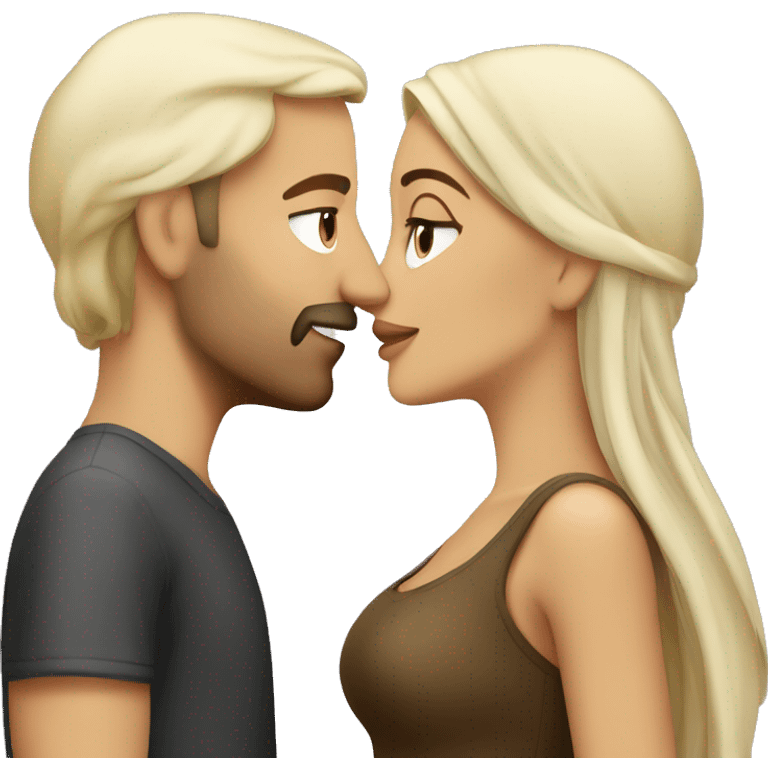 White blonde man kissing arab woman emoji