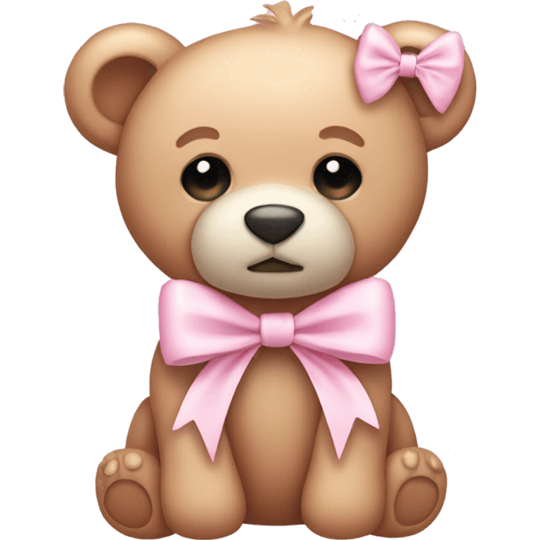 light pink cute teddy bear bow emoji