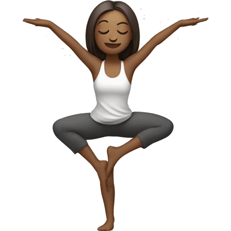 Yoga pose standing on one leg with the other in the air with arms in a binding in front of the chest emoji