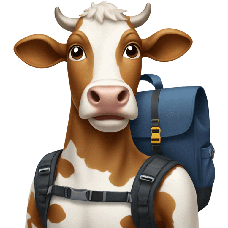 Cow wearing a backpack emoji