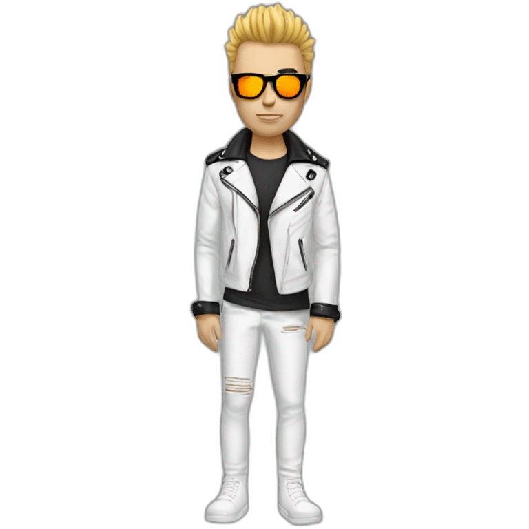 Punk male-with white leather jacket-mirror glasses emoji