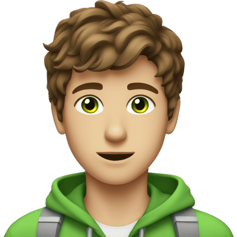 Brown hair teen-ager boy withe green eyes  emoji