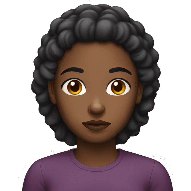 Black girl with concerned look emoji