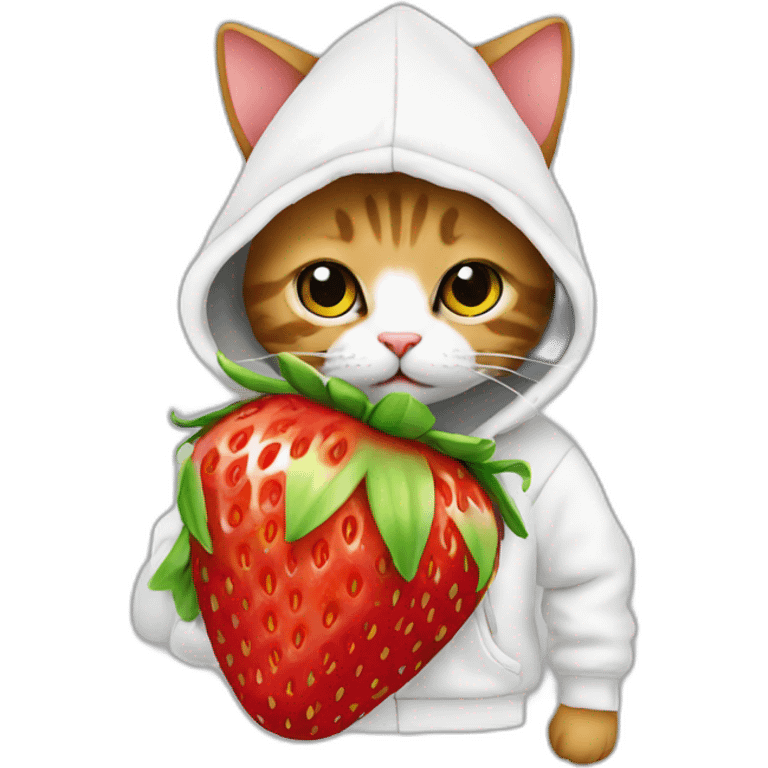 Cat strawberry hoodie emoji