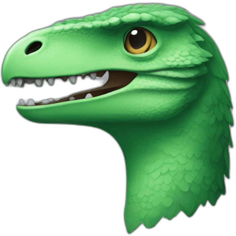 green raptor head with closed eyes emoji