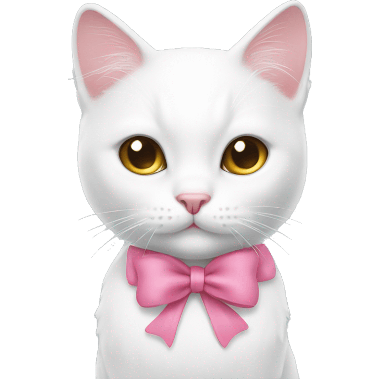 White cat with pink bow  emoji