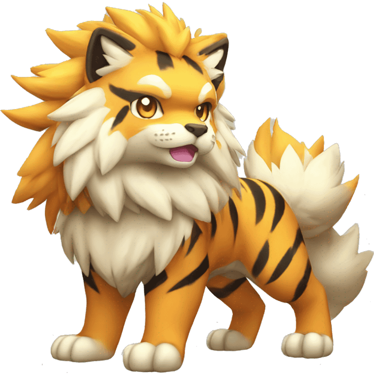 Colorful Shiny Kawaii Cute Tiger-Arcanine—Fakémon-Pokémon full body emoji