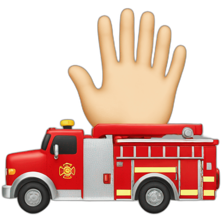 Hand touch at firetruck emoji