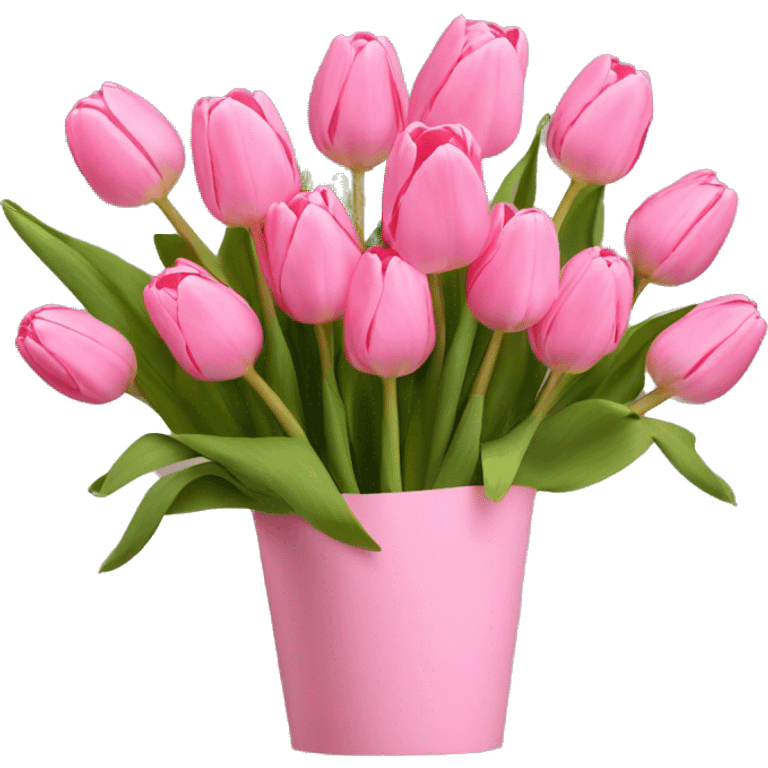 Pink tulips bouquet with pink paper emoji