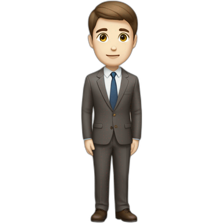 business man brown short hair white skin full body emoji