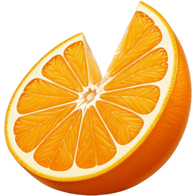 Cinematic juicy orange, sliced open to reveal glistening, bright citrus flesh, soft golden highlights, fresh and refreshing, natural and vibrant. emoji