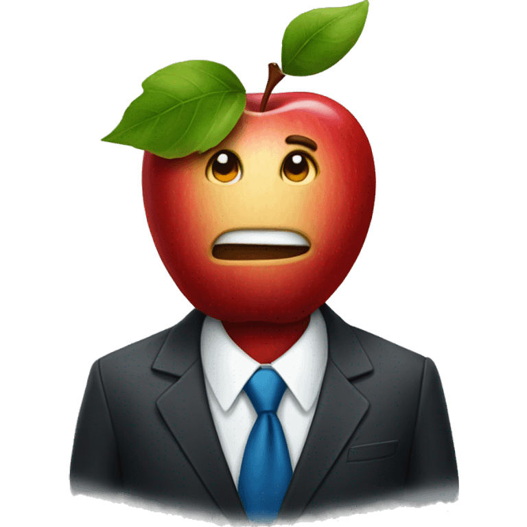 A apple wearing a suit emoji