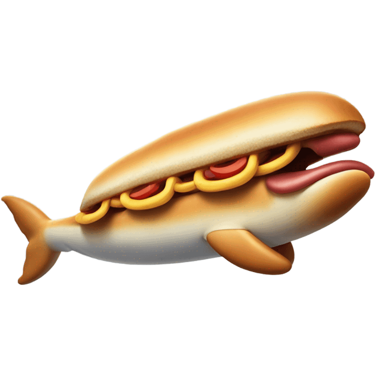 Angry hot dog riding a whale emoji