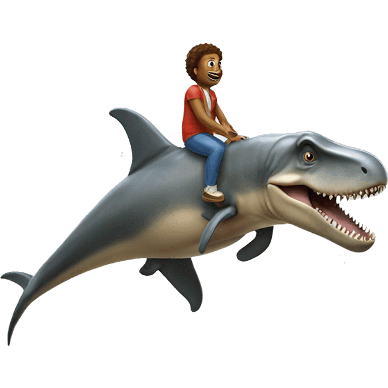 T. rex riding a dolphin emoji