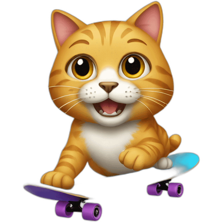 huge cat riding a skateboard emoji