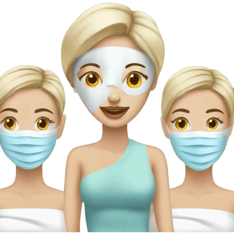 Lady with face mask spa beauty full face relaxing emoji