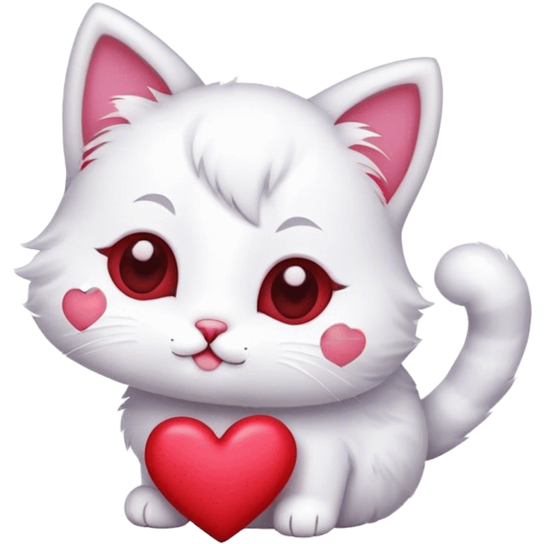 Cute cat with valentines day heart emoji