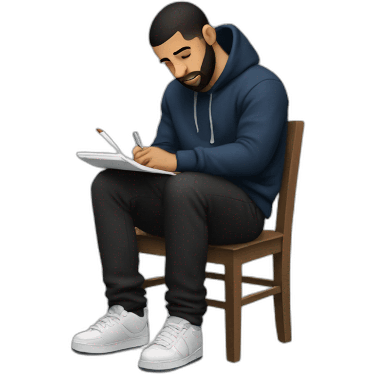 Drake writing sitting down emoji