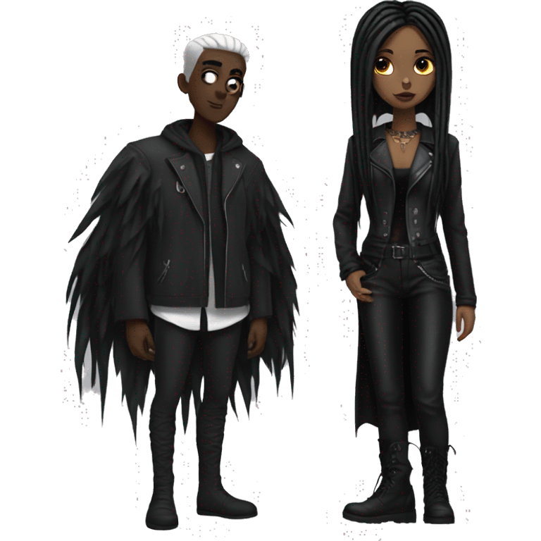 Goth black ejes and hair girl  emoji