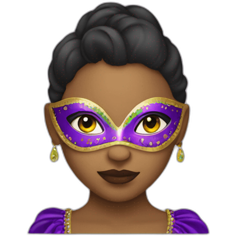 girl wearing a mardi gras mask light skin emoji