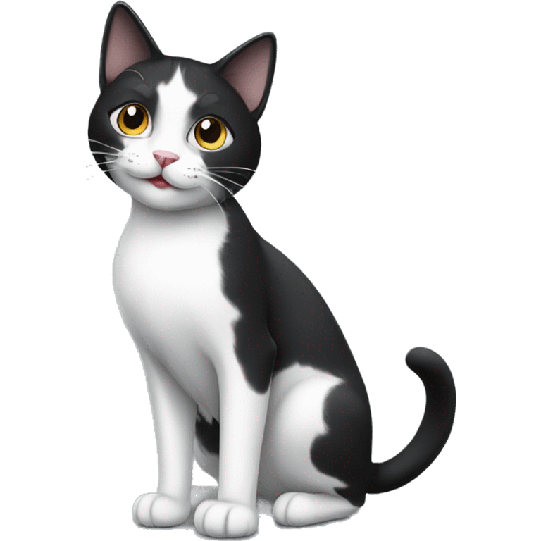 black & white cat  female happy full body emoji