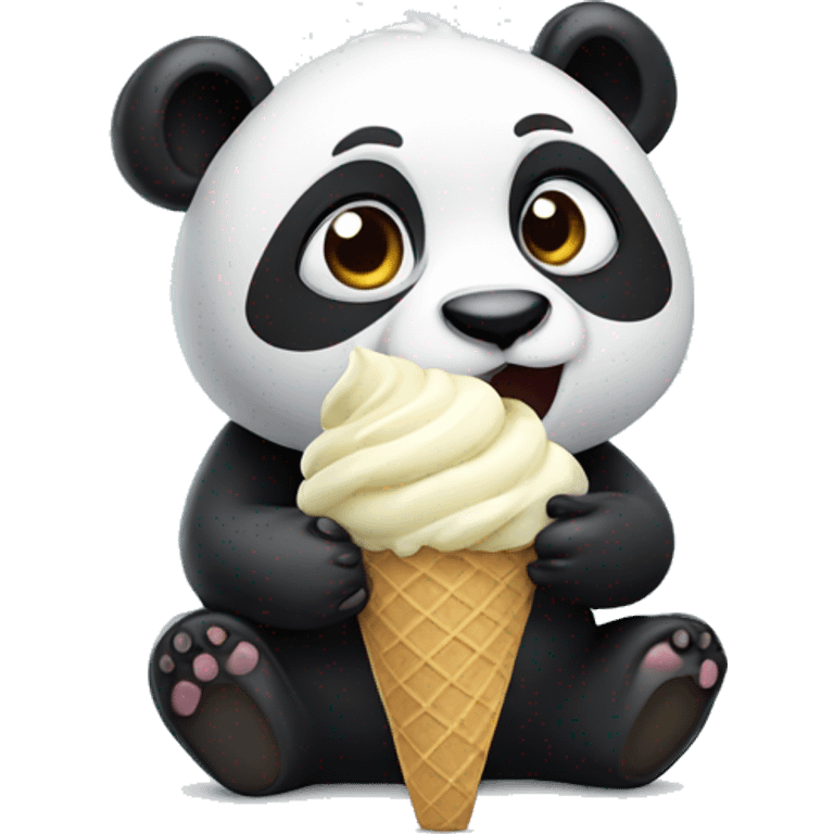 Panda eating ice cream emoji