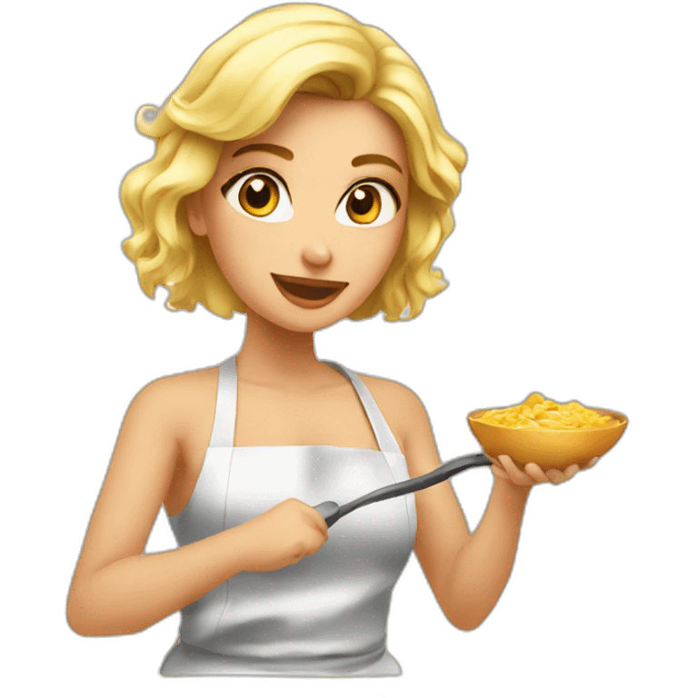 sexy blonde girl cooking emoji