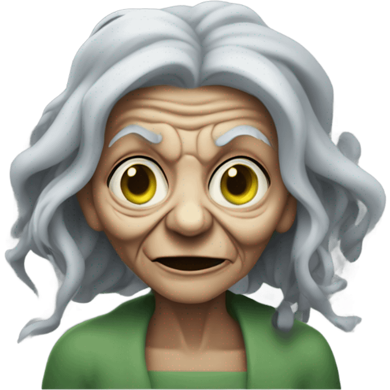 Scary old women with goblin emoji