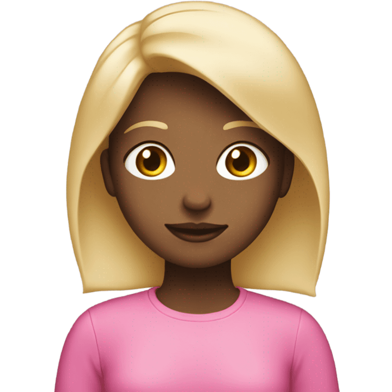 a blonde girl whit a pink nos emoji