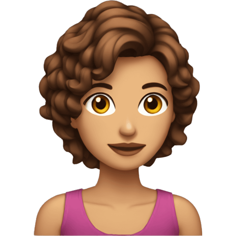 Chica morena con pelo castaño y corto emoji