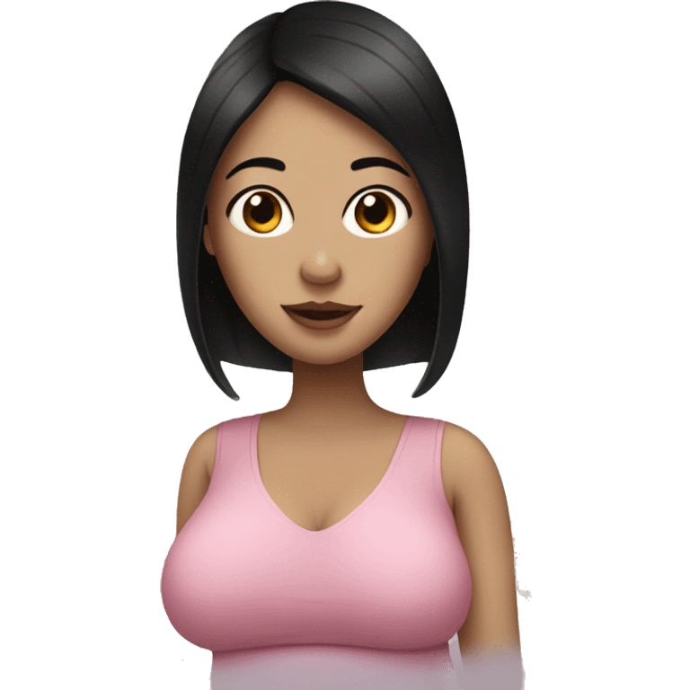 pregnant woman with black hair and pale skin emoji