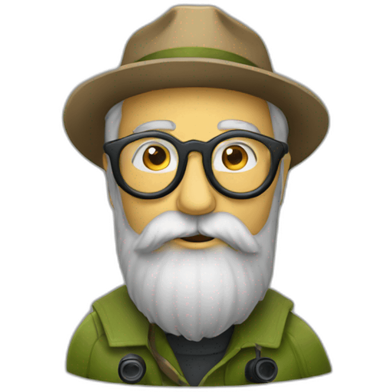 Birding man with beard, binoculars  and glasses emoji