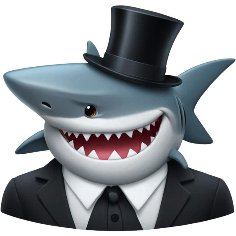 Shark with a top hat emoji