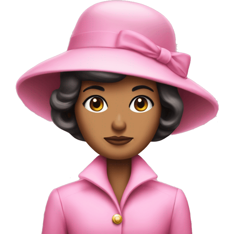 Jackie Kennedy day of assasination in pink suit with small pillbox hat emoji