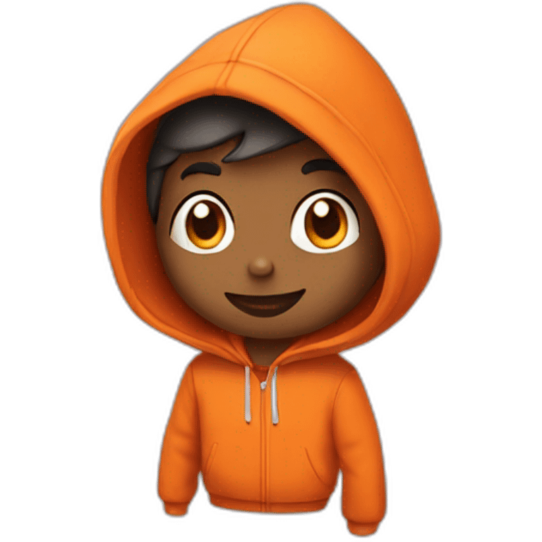 A cartoon character wearing an orange hoodie emoji