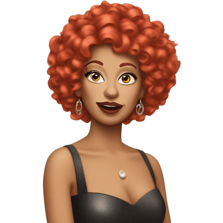 Curly red head singer in drag makeup emoji