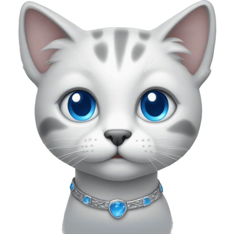 Cat silver shaded with blue eyes  emoji