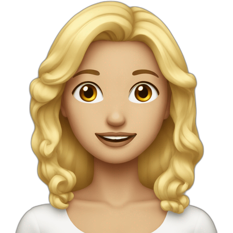 blonde woman blushing emoji